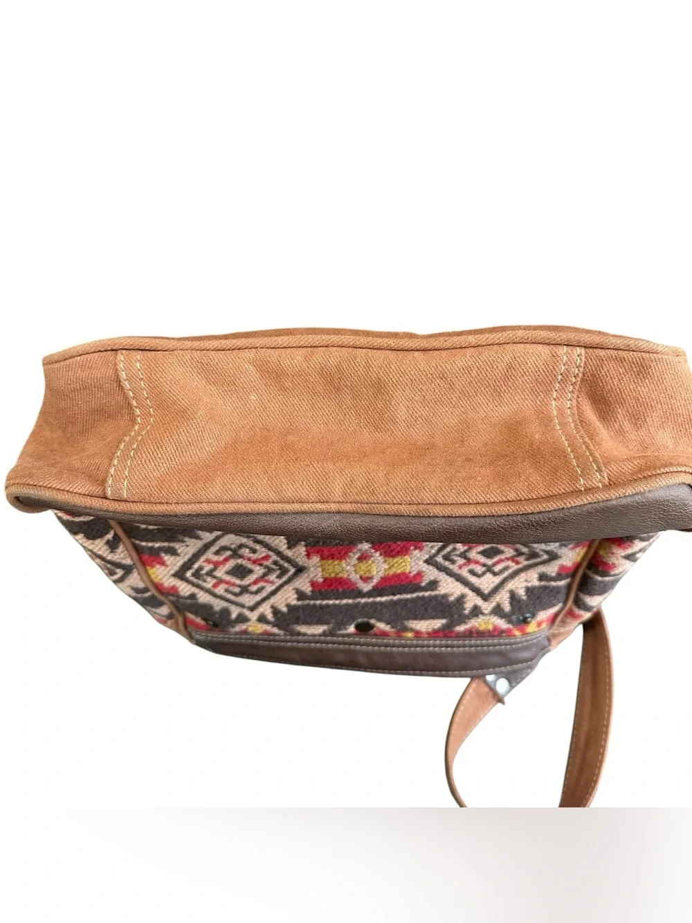 Myra Bag Carolina Shades Western Leather Bag Upcycled Canvas Crossbody Bag